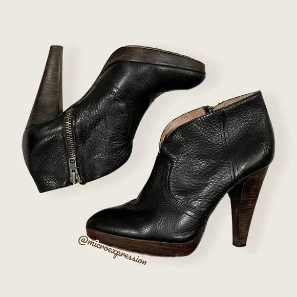 $379 Frye Harlow Campus Black Genuine Leather Zip Up Casual/Formal Ankle Bootie - Picture 10 of 10